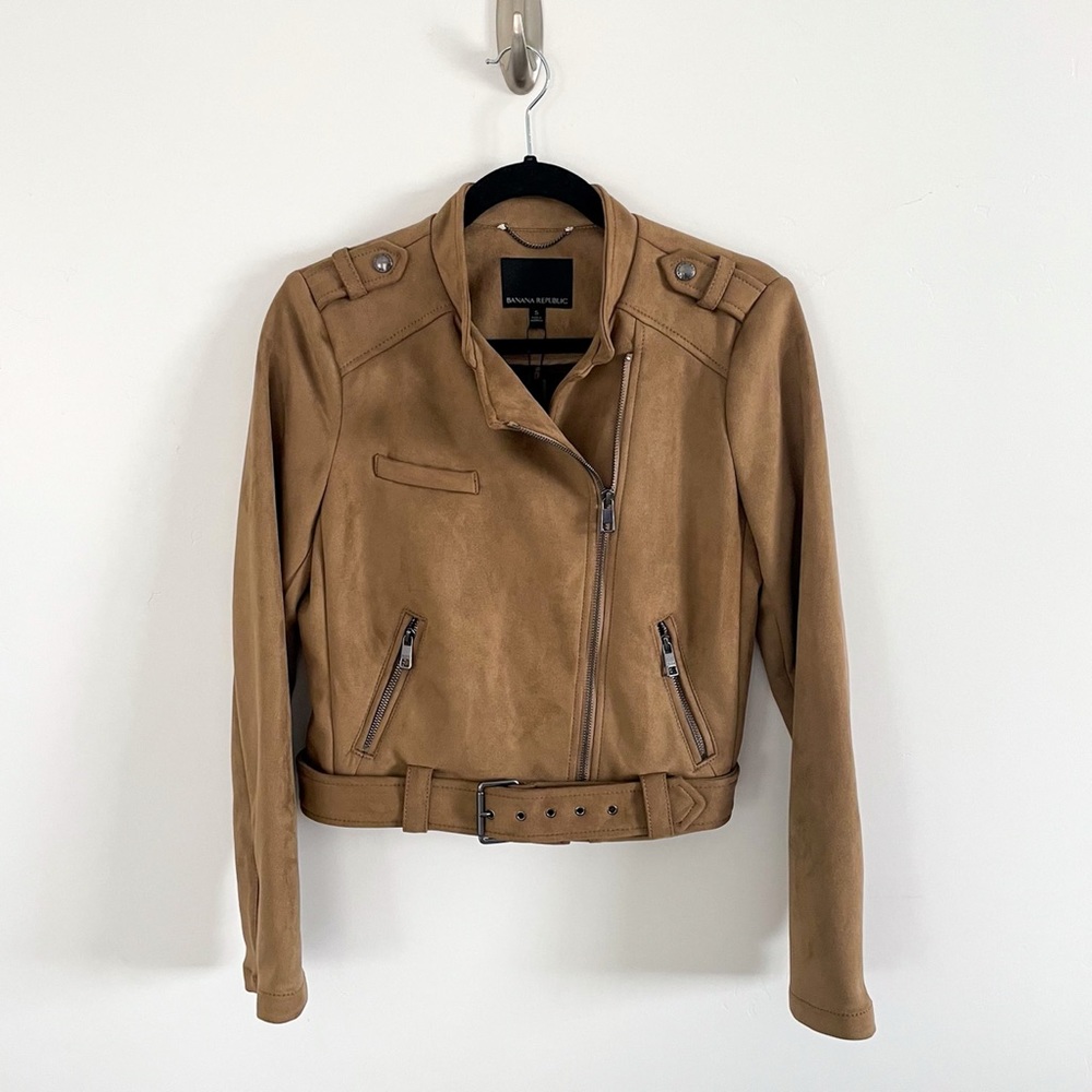 Banana Republic Tan Vegan Suede Biker Moto Jacket